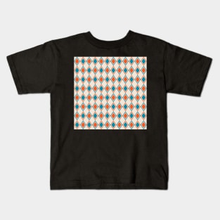 Blue and Orange Harlequin Pattern Kids T-Shirt